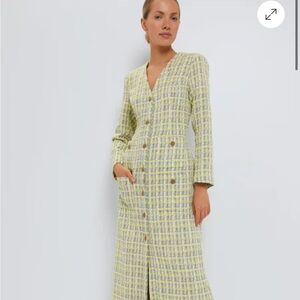 Tuckernuck Green Sheath Maxi Dress V-Neck Long Sleeve